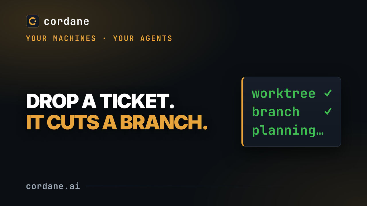 A kanban ticket driving a Claude Code run in its own git worktree