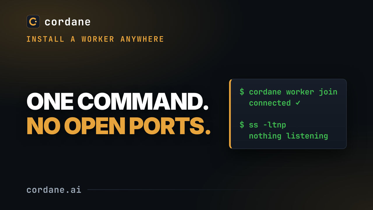 Installing and joining a Cordane worker on a machine behind NAT in one command